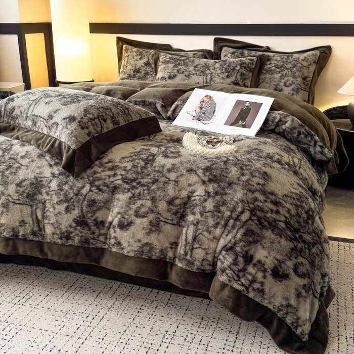 91家纺网 家纺一手货源 找家纺 九花鹿 2024新款A类宽边工艺款丹麦兔毛绒牛奶绒四件套 宽边丹麦兔绒-琳涧