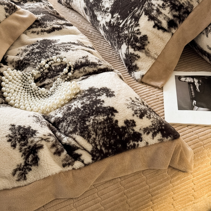 91家纺网 家纺一手货源 找家纺 九花鹿 2024新款A类宽边工艺款丹麦兔毛绒牛奶绒四件套 宽边丹麦兔绒-亦境