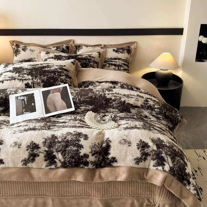 91家纺网 家纺一手货源 找家纺 九花鹿 2024新款A类宽边工艺款丹麦兔毛绒牛奶绒四件套 宽边丹麦兔绒-亦境