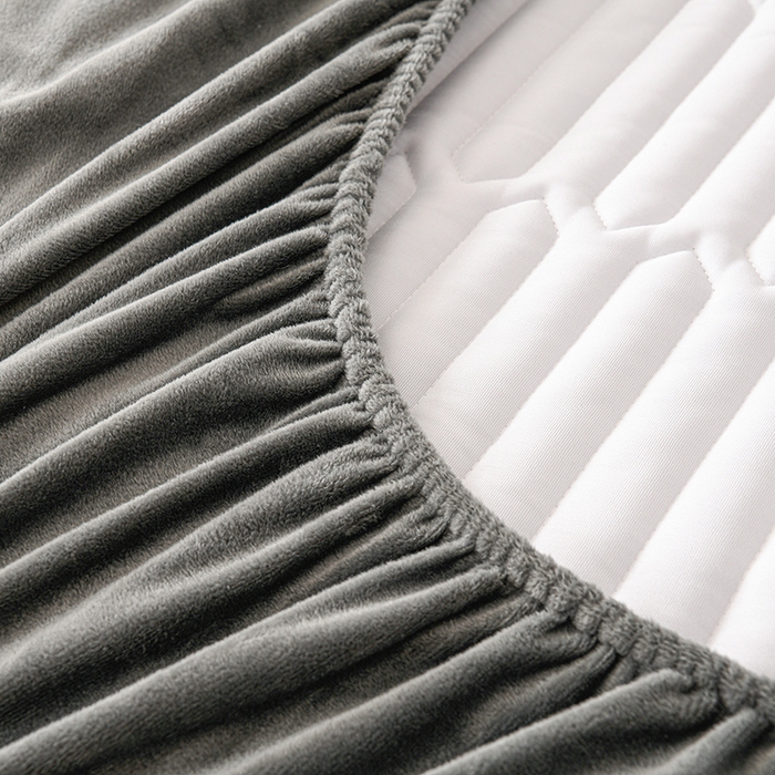 91家纺网 家纺一手货源 找家纺 云木里 2025新款秋冬牛奶绒刺绣夹棉床笠 郁金香-深灰