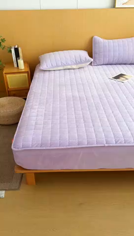 91家纺网 家纺一手货源 找家纺 潮邦创意家居 2025新款婴儿绒夹棉床笠单品单件床垫保护套 芋泥紫