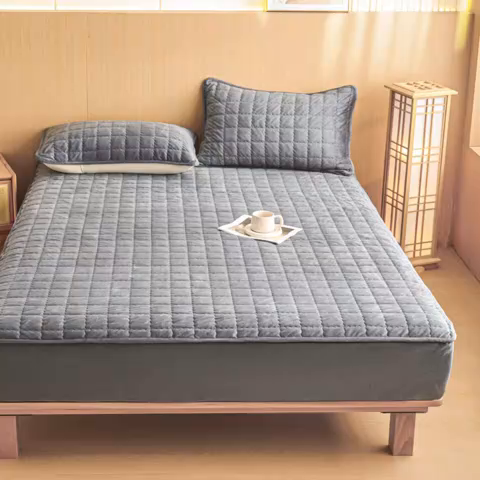 91家纺网 家纺一手货源 找家纺 潮邦创意家居 2025新款婴儿绒夹棉床笠单品单件床垫保护套 星空灰