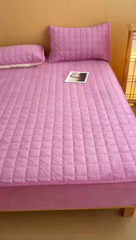 91家纺网 家纺一手货源 找家纺 潮邦创意家居 2025新款婴儿绒夹棉床笠单品单件床垫保护套 海棠粉