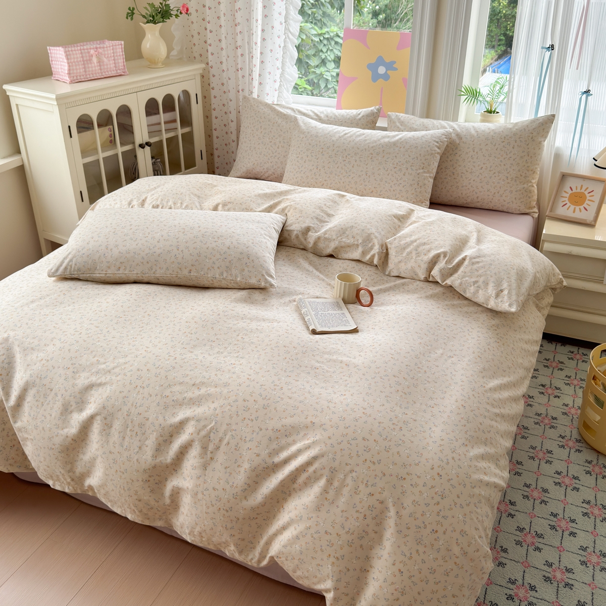 91家纺网 家纺一手货源 找家纺 小叮当家纺仓储工厂店 2025新款13372碎花系列全棉纯棉印花四件套 葵语