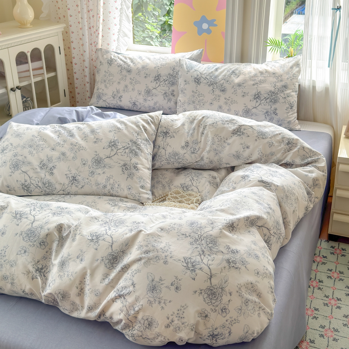 91家纺网 家纺一手货源 找家纺 小叮当家纺仓储工厂店 2025新款13372碎花系列全棉纯棉印花四件套 茱丽叶