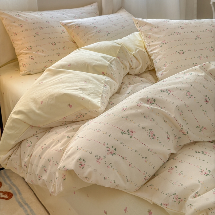 91家纺网 家纺一手货源 找家纺 小叮当家纺仓储工厂店 2025新款13372碎花系列全棉纯棉印花四件套 镜之密语