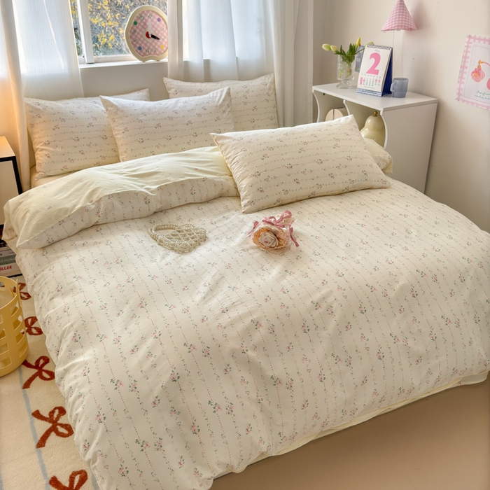 91家纺网 家纺一手货源 找家纺 小叮当家纺仓储工厂店 2025新款13372碎花系列全棉纯棉印花四件套 镜之密语