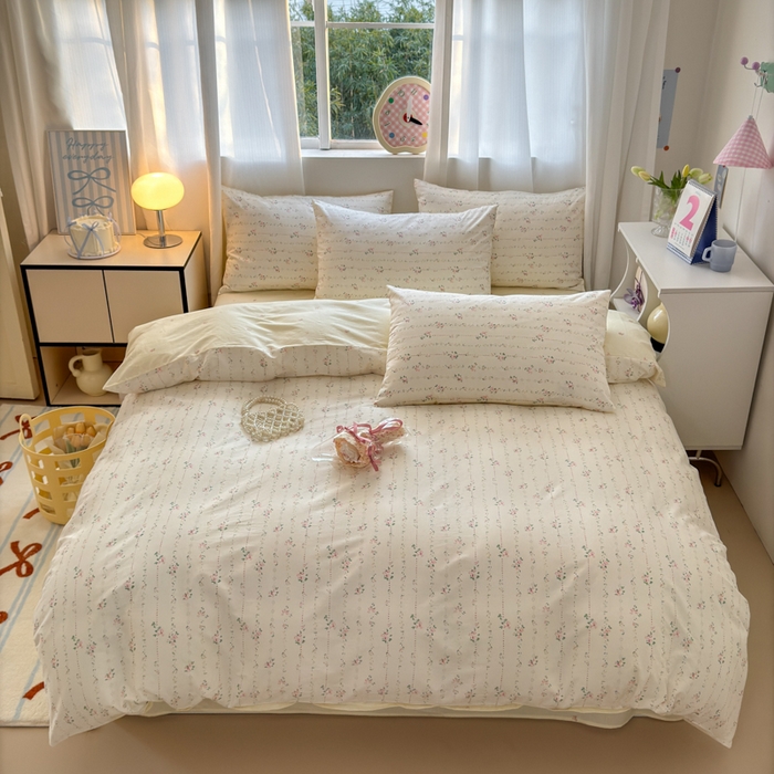 91家纺网 家纺一手货源 找家纺 小叮当家纺仓储工厂店 2025新款13372碎花系列全棉纯棉印花四件套 镜之密语