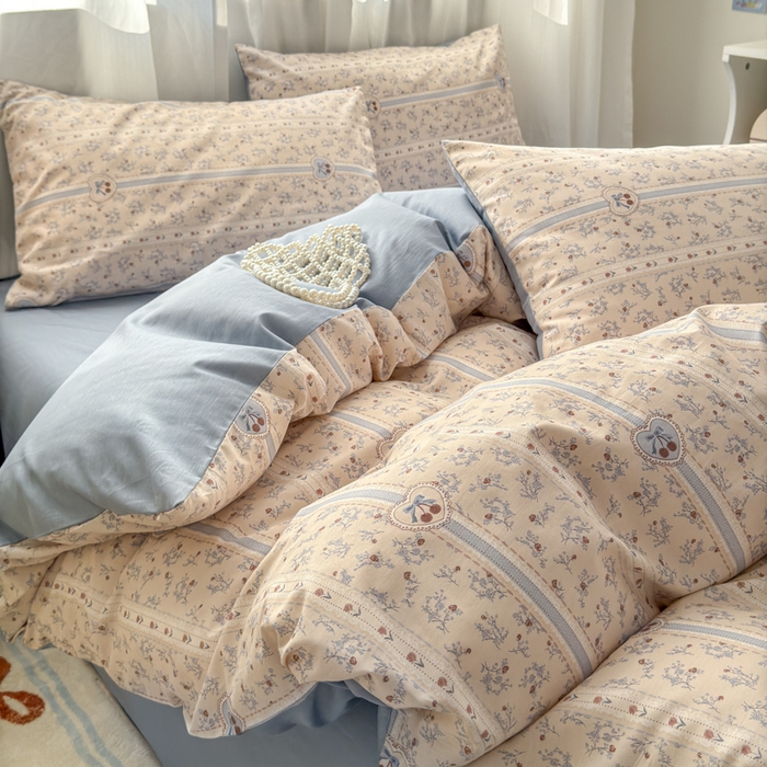 91家纺网 家纺一手货源 找家纺 小叮当家纺仓储工厂店 2025新款13372碎花系列全棉纯棉印花四件套 甜心樱桃