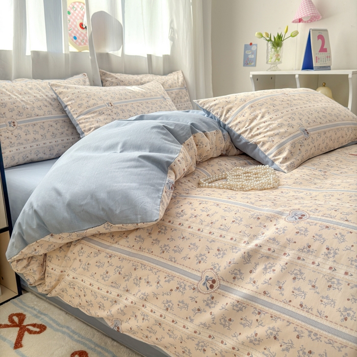 91家纺网 家纺一手货源 找家纺 小叮当家纺仓储工厂店 2025新款13372碎花系列全棉纯棉印花四件套 甜心樱桃