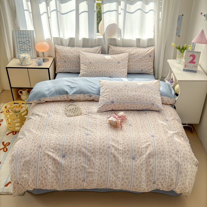 91家纺网 家纺一手货源 找家纺 小叮当家纺仓储工厂店 2025新款13372碎花系列全棉纯棉印花四件套 甜心樱桃