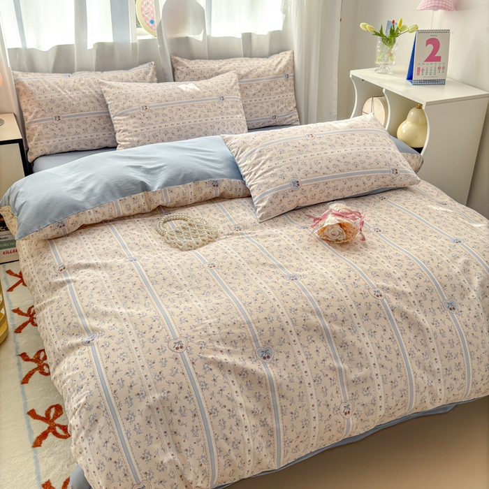 91家纺网 家纺一手货源 找家纺 小叮当家纺仓储工厂店 2025新款13372碎花系列全棉纯棉印花四件套 甜心樱桃