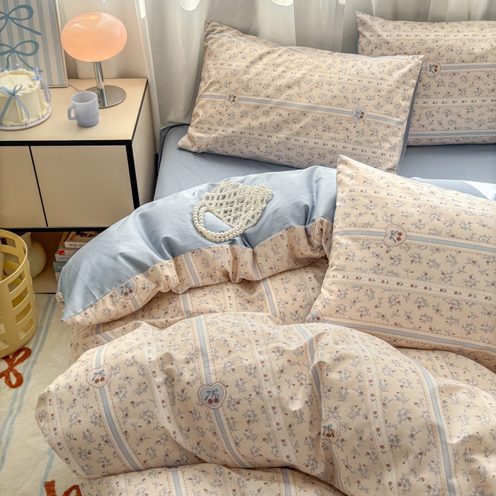 91家纺网 家纺一手货源 找家纺 小叮当家纺仓储工厂店 2025新款13372碎花系列全棉纯棉印花四件套 甜心樱桃