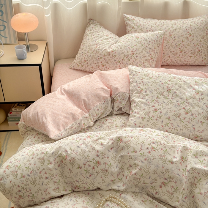 91家纺网 家纺一手货源 找家纺 小叮当家纺仓储工厂店 2025新款13372碎花系列全棉纯棉印花四件套 月华