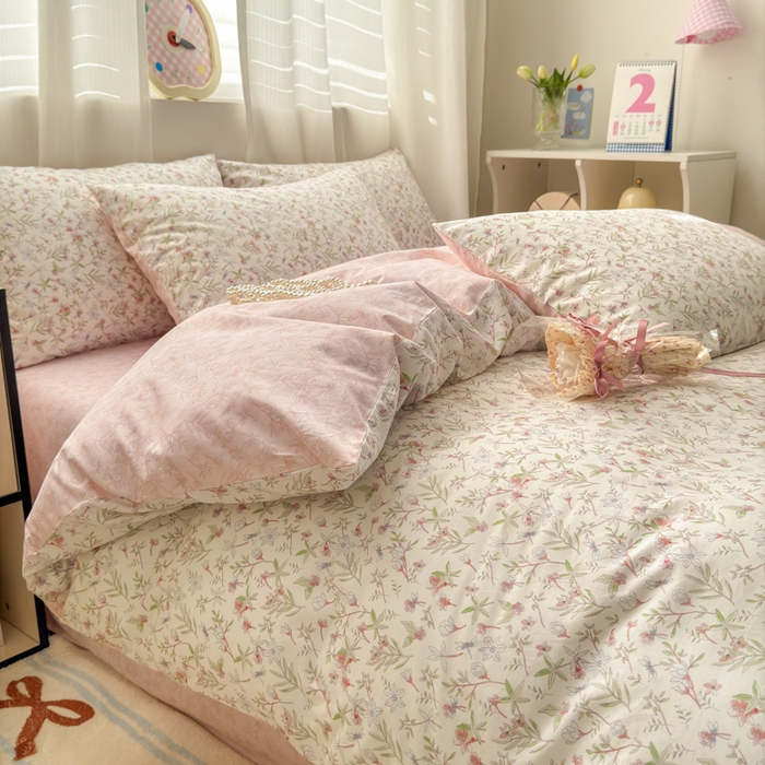 91家纺网 家纺一手货源 找家纺 小叮当家纺仓储工厂店 2025新款13372碎花系列全棉纯棉印花四件套 月华