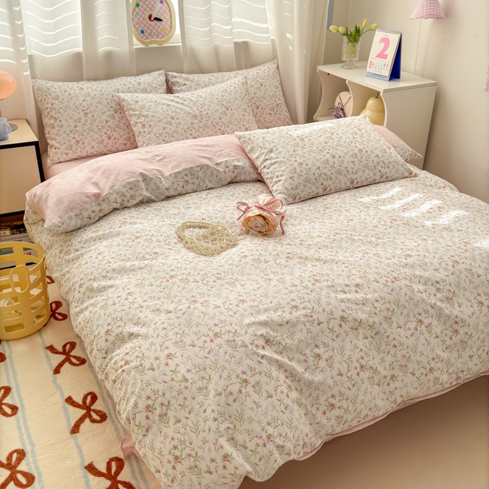 91家纺网 家纺一手货源 找家纺 小叮当家纺仓储工厂店 2025新款13372碎花系列全棉纯棉印花四件套 月华