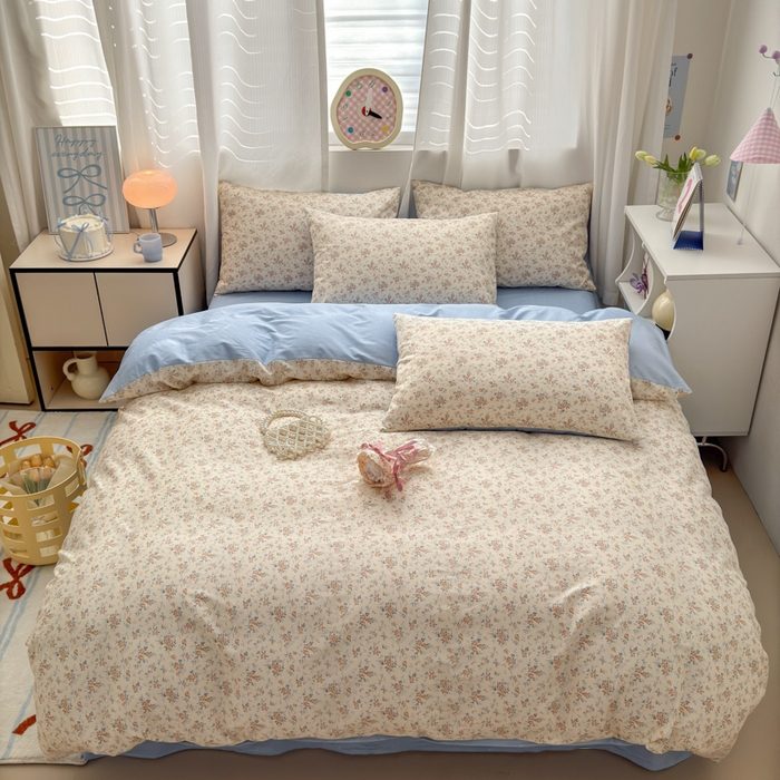 91家纺网 家纺一手货源 找家纺 小叮当家纺仓储工厂店 2025新款13372碎花系列全棉纯棉印花四件套 月蓉