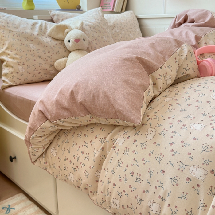 91家纺网 家纺一手货源 找家纺 小叮当家纺仓储工厂店 2025新款13372碎花系列全棉纯棉印花四件套 采薇兔