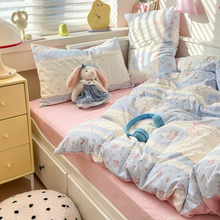 91家纺网 家纺一手货源 找家纺 小叮当家纺仓储工厂店 2025新款13372碎花系列全棉纯棉印花四件套 茶话会