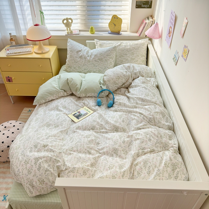 91家纺网 家纺一手货源 找家纺 小叮当家纺仓储工厂店 2025新款13372碎花系列全棉纯棉印花四件套 忘忧草