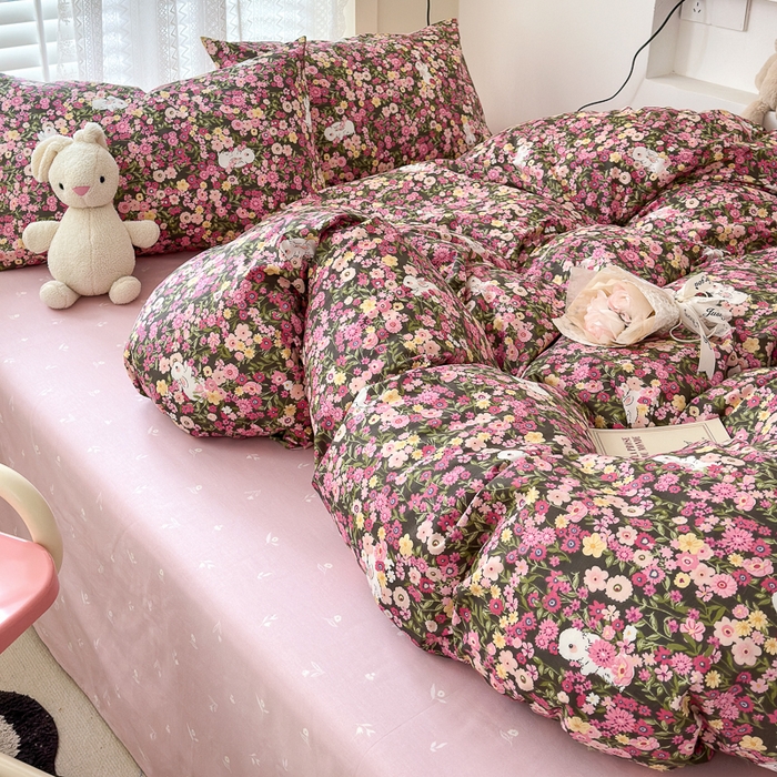 91家纺网 家纺一手货源 找家纺 小叮当家纺仓储工厂店 2025新款13372碎花系列全棉纯棉印花四件套 沉浸花园