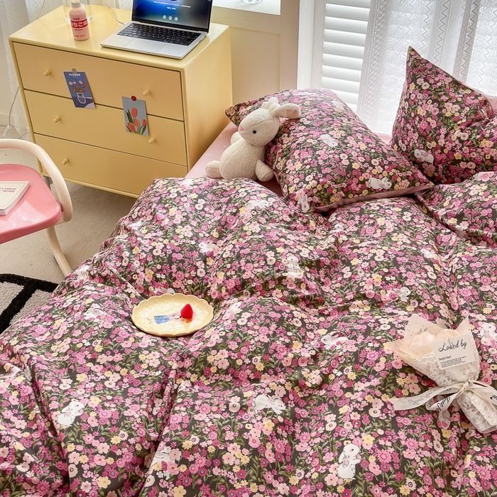 91家纺网 家纺一手货源 找家纺 小叮当家纺仓储工厂店 2025新款13372碎花系列全棉纯棉印花四件套 沉浸花园