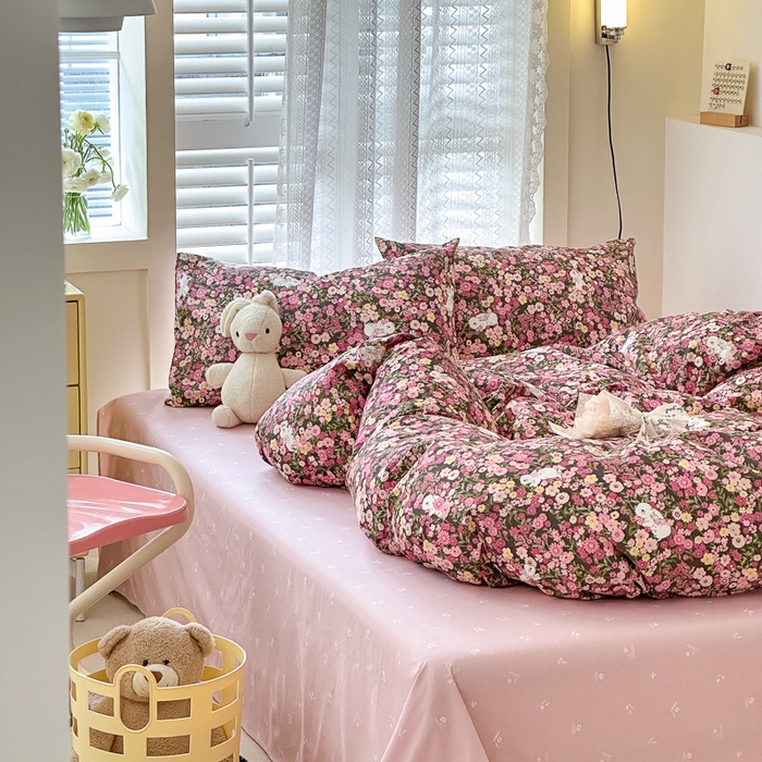 91家纺网 家纺一手货源 找家纺 小叮当家纺仓储工厂店 2025新款13372碎花系列全棉纯棉印花四件套 沉浸花园