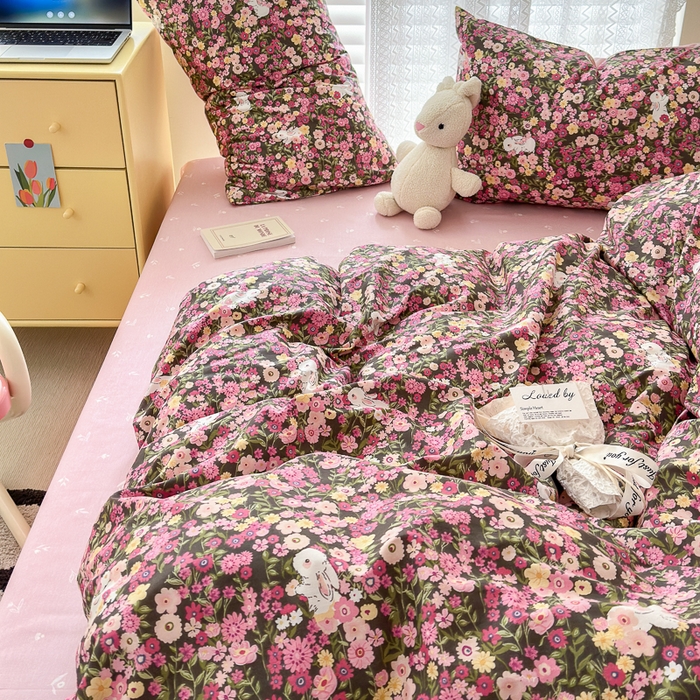 91家纺网 家纺一手货源 找家纺 小叮当家纺仓储工厂店 2025新款13372碎花系列全棉纯棉印花四件套 沉浸花园