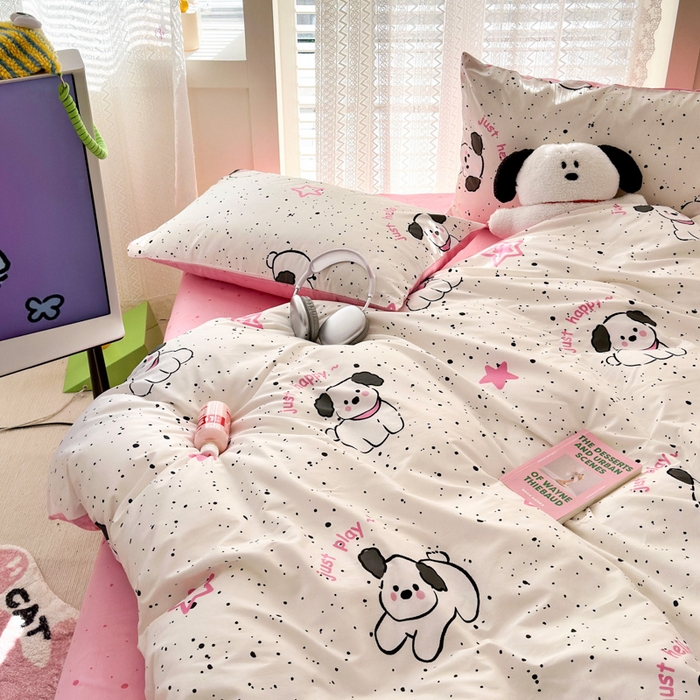 91家纺网 家纺一手货源 找家纺 小叮当家纺仓储工厂店 2025新款13372碎花系列全棉纯棉印花四件套 布丁狗