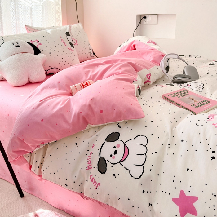 91家纺网 家纺一手货源 找家纺 小叮当家纺仓储工厂店 2025新款13372碎花系列全棉纯棉印花四件套 布丁狗