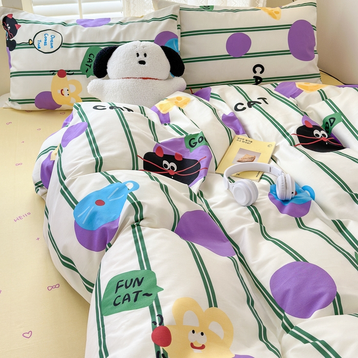 91家纺网 家纺一手货源 找家纺 小叮当家纺仓储工厂店 2025新款13372碎花系列全棉纯棉印花四件套 猫和老鼠