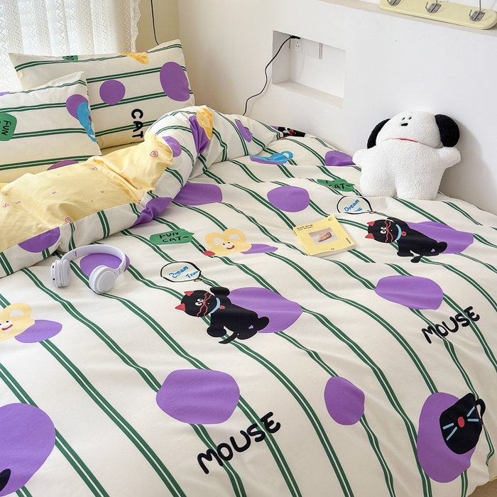 91家纺网 家纺一手货源 找家纺 小叮当家纺仓储工厂店 2025新款13372碎花系列全棉纯棉印花四件套 猫和老鼠