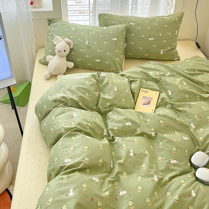 91家纺网 家纺一手货源 找家纺 小叮当家纺仓储工厂店 2025新款13372碎花系列全棉纯棉印花四件套 琪琪兔