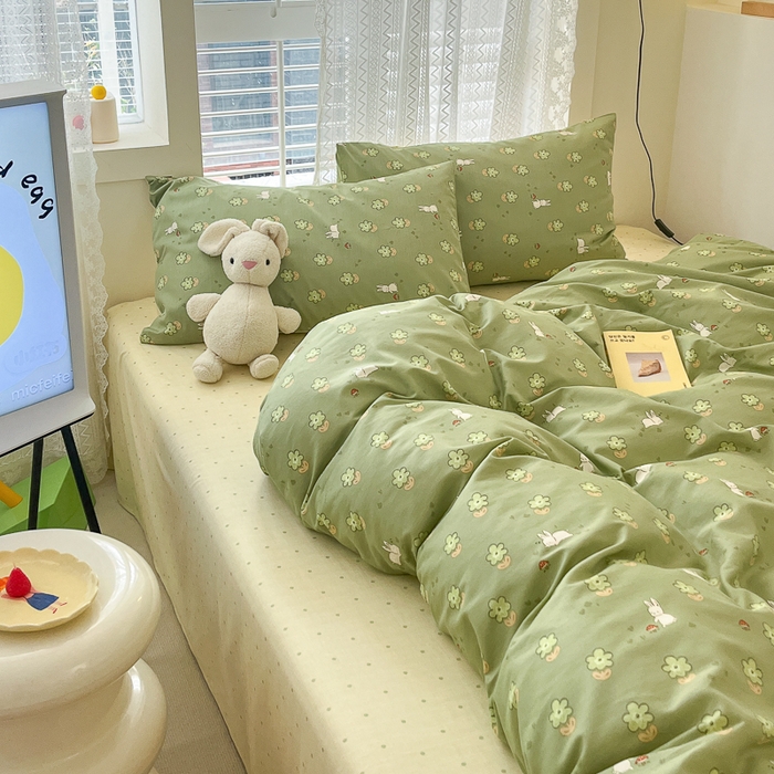 91家纺网 家纺一手货源 找家纺 小叮当家纺仓储工厂店 2025新款13372碎花系列全棉纯棉印花四件套 琪琪兔