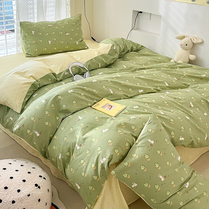 91家纺网 家纺一手货源 找家纺 小叮当家纺仓储工厂店 2025新款13372碎花系列全棉纯棉印花四件套 琪琪兔