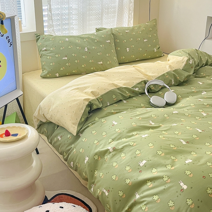 91家纺网 家纺一手货源 找家纺 小叮当家纺仓储工厂店 2025新款13372碎花系列全棉纯棉印花四件套 琪琪兔