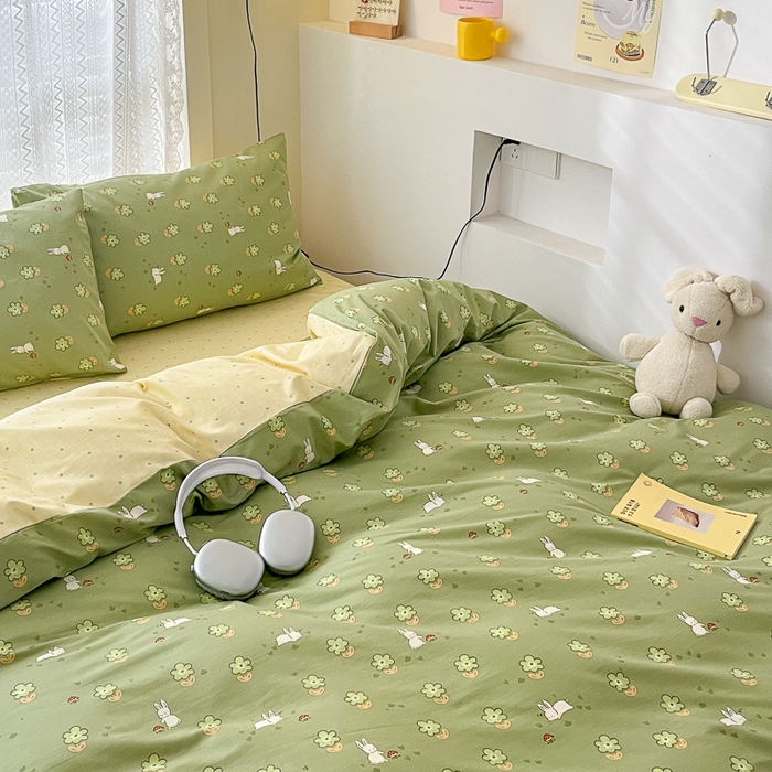 91家纺网 家纺一手货源 找家纺 小叮当家纺仓储工厂店 2025新款13372碎花系列全棉纯棉印花四件套 琪琪兔