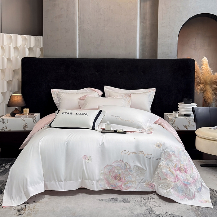 91家纺网 家纺一手货源 找家纺 （总）星蕴家纺 2025新款正宗澳棉长绒棉贡缎四件套-晨曦