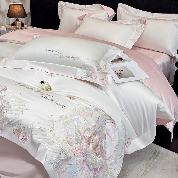 91家纺网 家纺一手货源 找家纺 （总）星蕴家纺 2025新款正宗澳棉长绒棉贡缎四件套-晨曦