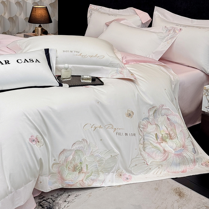 91家纺网 家纺一手货源 找家纺 （总）星蕴家纺 2025新款正宗澳棉长绒棉贡缎四件套-晨曦