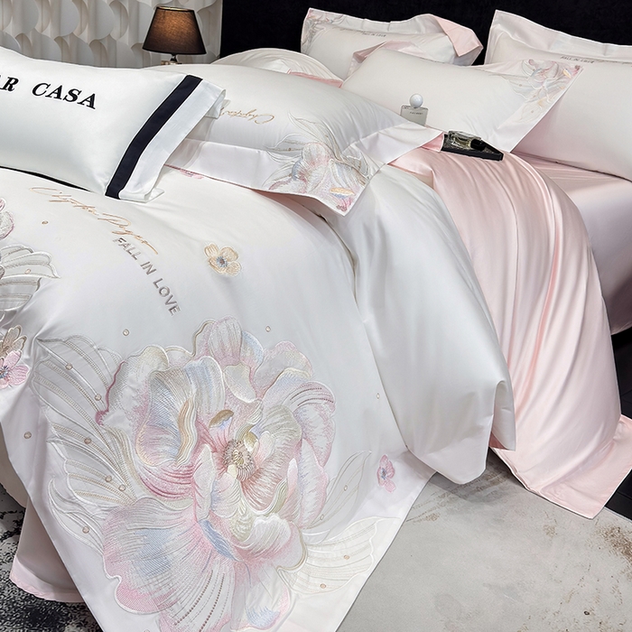 91家纺网 家纺一手货源 找家纺 （总）星蕴家纺 2025新款正宗澳棉长绒棉贡缎四件套-晨曦