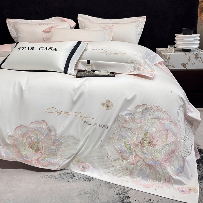 91家纺网 家纺一手货源 找家纺 （总）星蕴家纺 2025新款正宗澳棉长绒棉贡缎四件套-晨曦