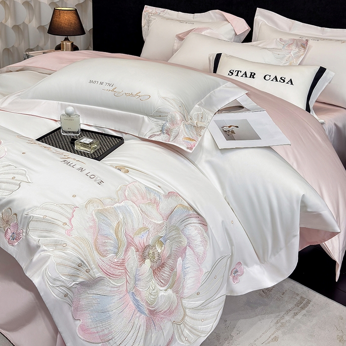 91家纺网 家纺一手货源 找家纺 （总）星蕴家纺 2025新款正宗澳棉长绒棉贡缎四件套-晨曦