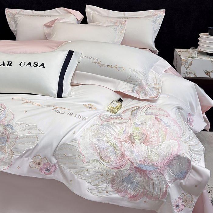 91家纺网 家纺一手货源 找家纺 （总）星蕴家纺 2025新款正宗澳棉长绒棉贡缎四件套-晨曦