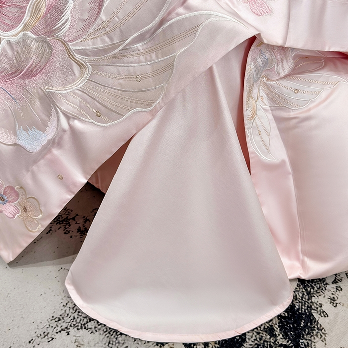 91家纺网 家纺一手货源 找家纺 星蕴家纺 2025新款正宗澳棉长绒棉贡缎四件套-晨曦 晨曦 西柚粉