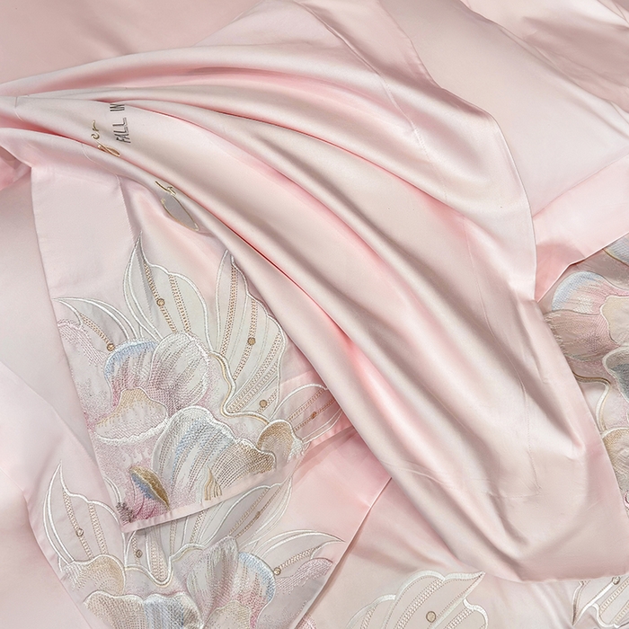 91家纺网 家纺一手货源 找家纺 星蕴家纺 2025新款正宗澳棉长绒棉贡缎四件套-晨曦 晨曦 西柚粉