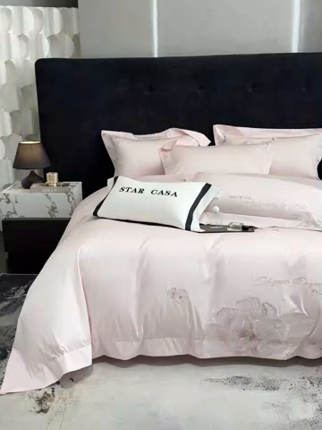 91家纺网 家纺一手货源 找家纺 星蕴家纺 2025新款正宗澳棉长绒棉贡缎四件套-晨曦 晨曦 西柚粉