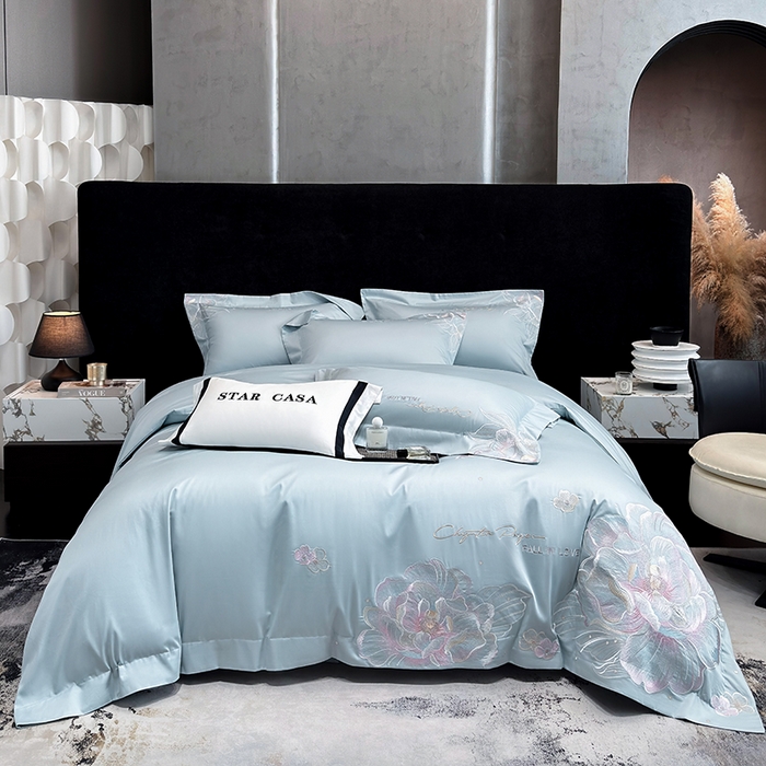 91家纺网 家纺一手货源 找家纺 星蕴家纺 2025新款正宗澳棉长绒棉贡缎四件套-晨曦 晨曦 幸运兰