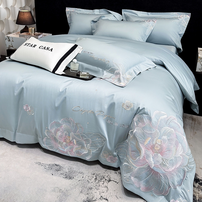 91家纺网 家纺一手货源 找家纺 星蕴家纺 2025新款正宗澳棉长绒棉贡缎四件套-晨曦 晨曦 幸运兰