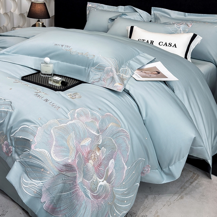 91家纺网 家纺一手货源 找家纺 星蕴家纺 2025新款正宗澳棉长绒棉贡缎四件套-晨曦 晨曦 幸运兰